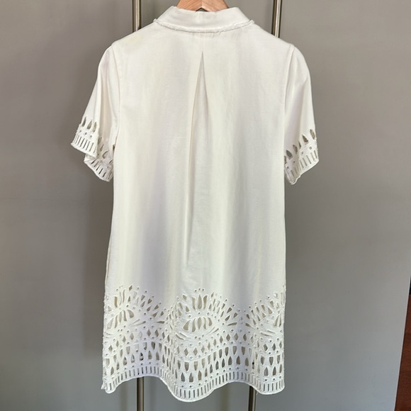 Sea New York canvas eyelet collared short sleeve dress with button front closure - Picture 7 of 11